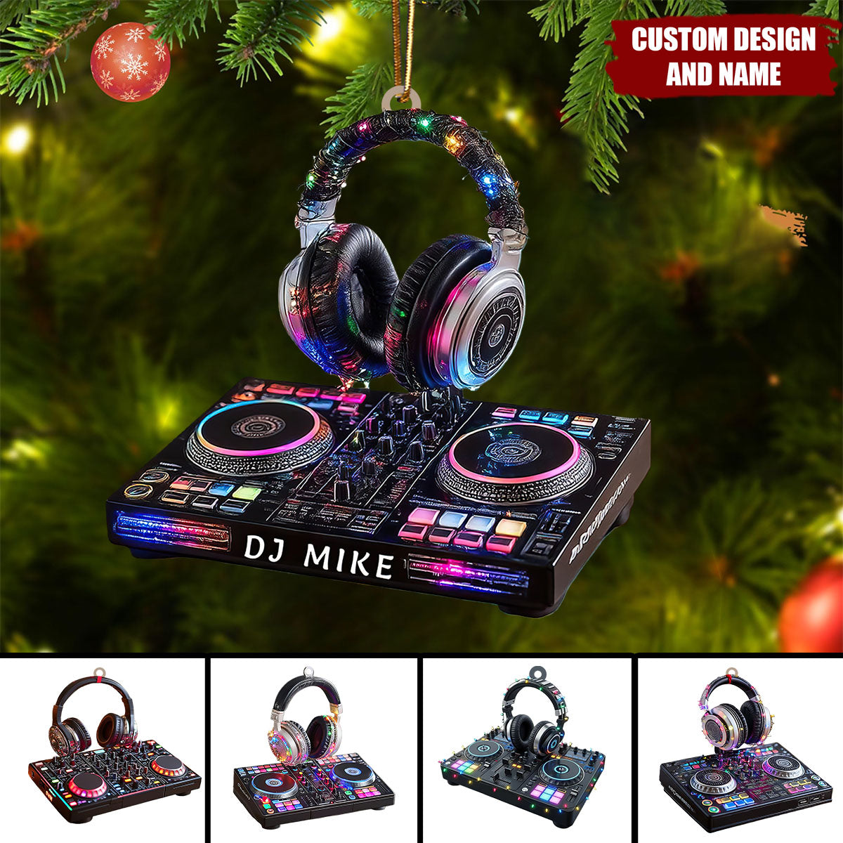 Personalized DJ Console Christmas Ornament – Custom Name Music Lover Gift for DJs & Party Fans