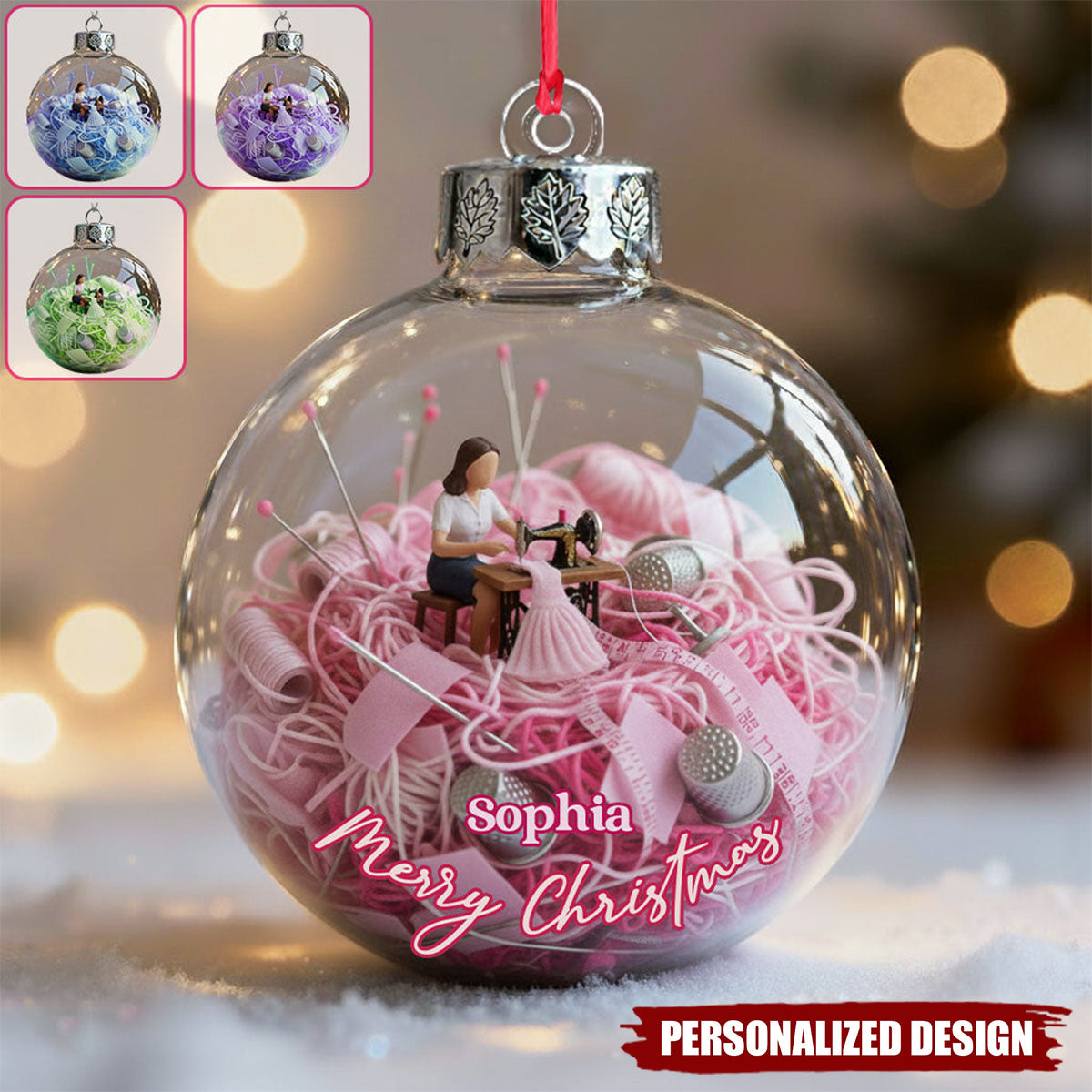 Love Sewing - Personalized Seamstress Christmas Ornament