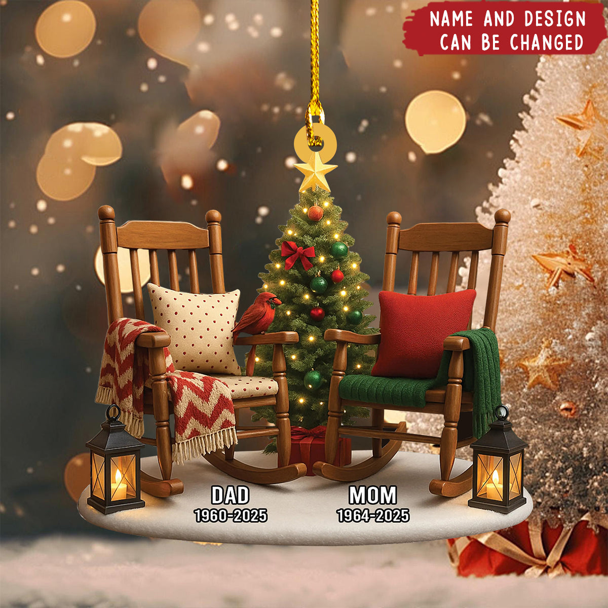 Personalized Memorial Rocking Chair Ornament – In Loving Memory Christmas Keepsake