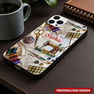 Personalized Sewing Phone Case – Custom Name Gift For Craft Lover