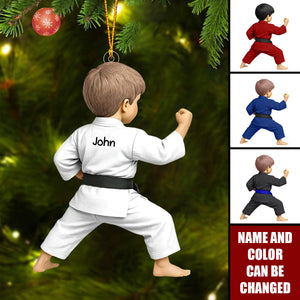 Personalized Taekwondo Christmas Ornament– Custom Name & Uniform Color