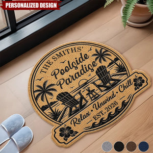Personalized Poolside Doormat Tropical Pool Patio Welcome Mat
