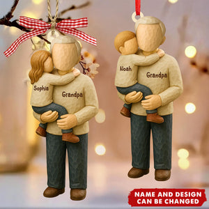 Personalized Grandpa & Child Hug Ornament – Custom Names & Figure Styles