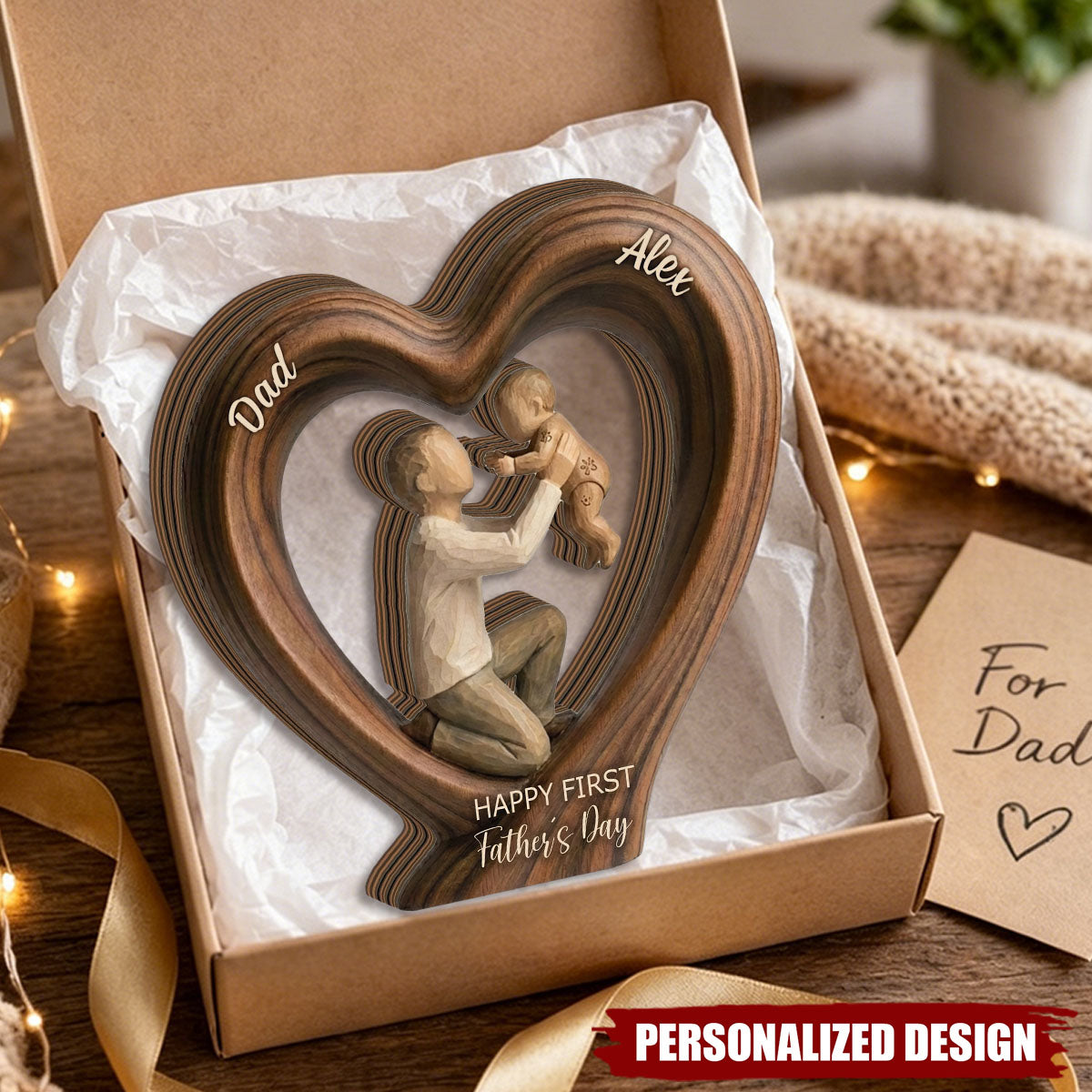 Personalized Wooden Heart Keepsake -Father’s Day Gift