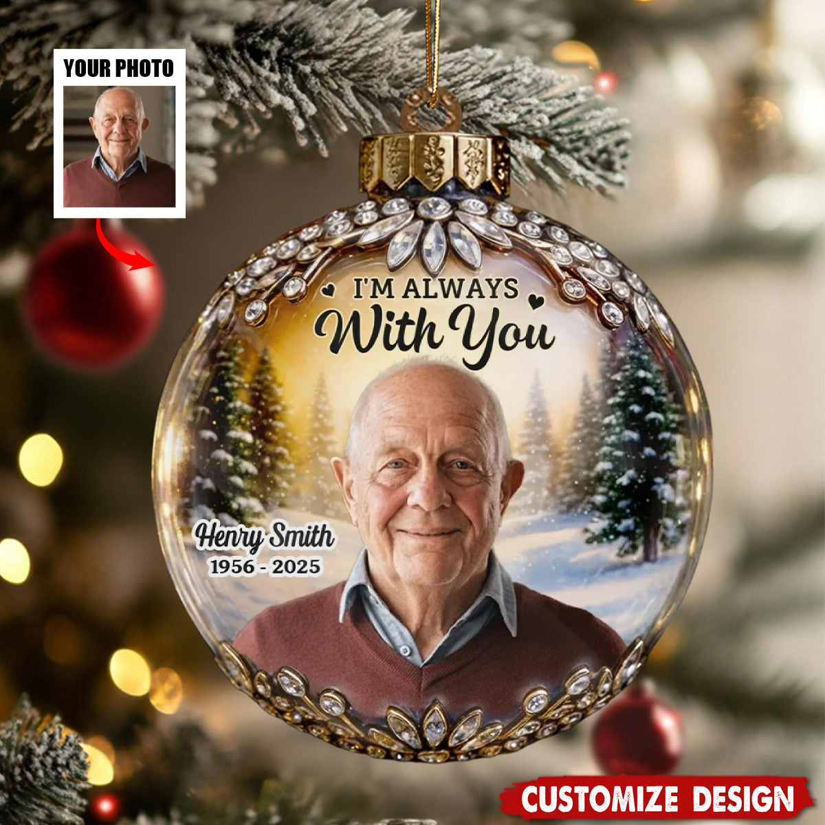 Custom Memorial Photo Christmas Ornament –  Personalized Tribute Keepsake