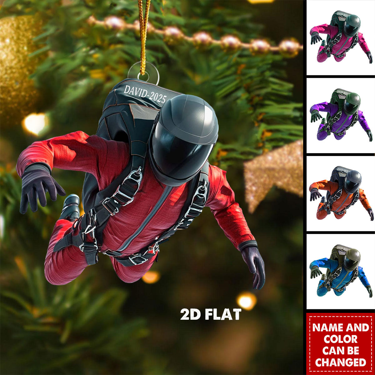 Personalized Skydiver Ornament – Unique Adventure Christmas Gift 2025