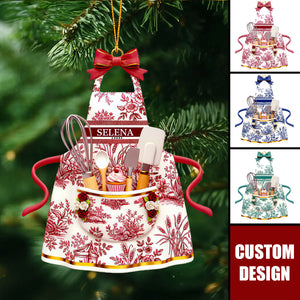 Custom Chef Apron Ornament – Personalized Baking Christmas Decoration