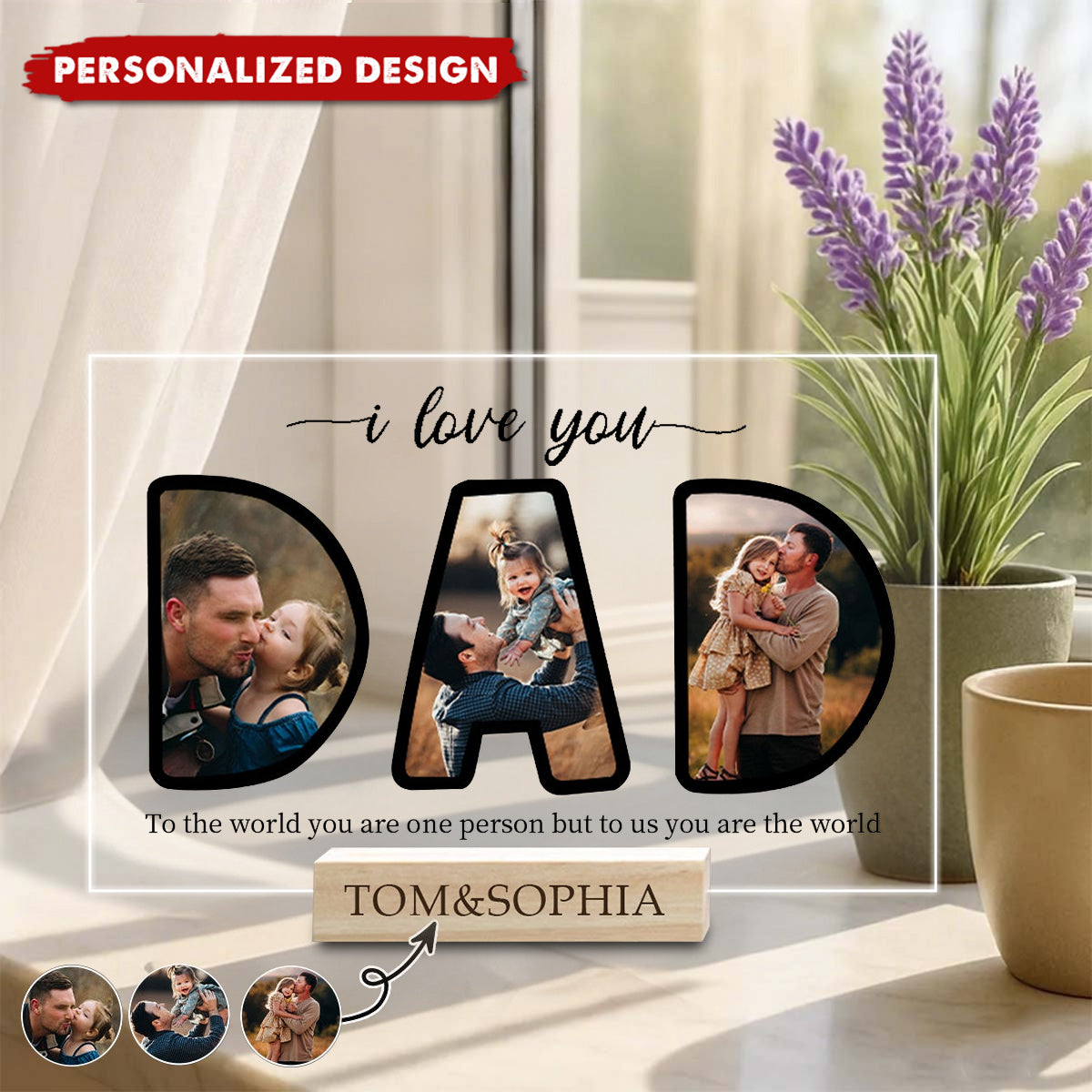 Personalized DAD Photo Collage Acrylic Plaque -Heartfelt Family Memory Gift for Dad