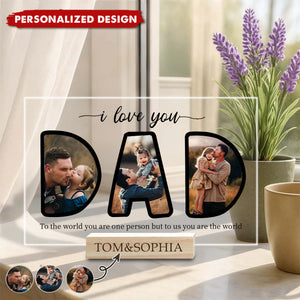 Personalized DAD Photo Collage Acrylic Plaque -Heartfelt Family Memory Gift for Dad