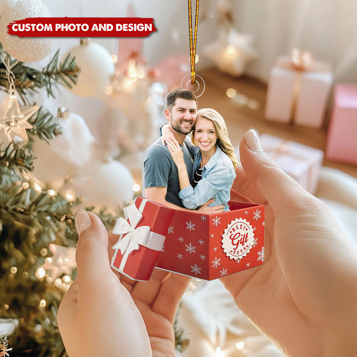 Personalized “Best Gift Ever” Photo Ornament – Custom Couple Picture Keepsake