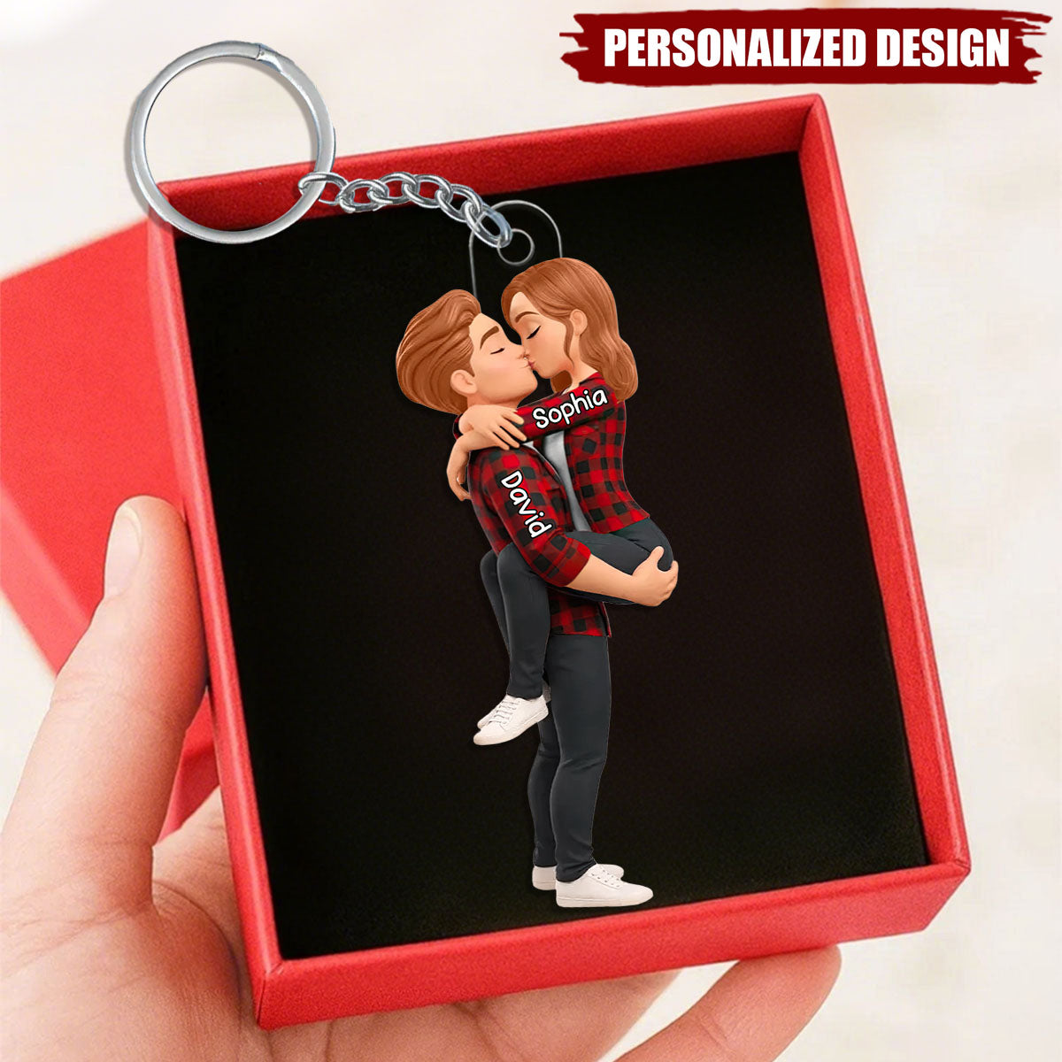 Personalized Couple Kissing Keychain – Romantic Gift for Him/Her