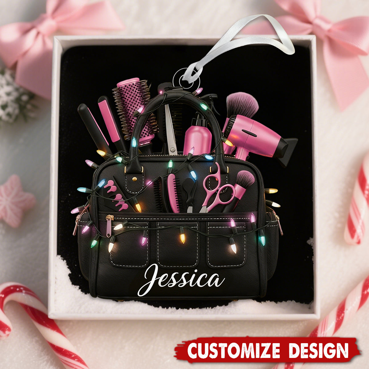 Personalized Hairstylist Tools Christmas Ornament – Custom Name Gift for Hairdressers & Stylists