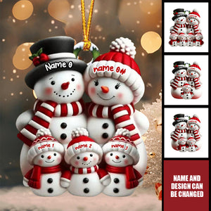 Personalized Snowman Family Acrylic Ornament – Custom Names & Family Design