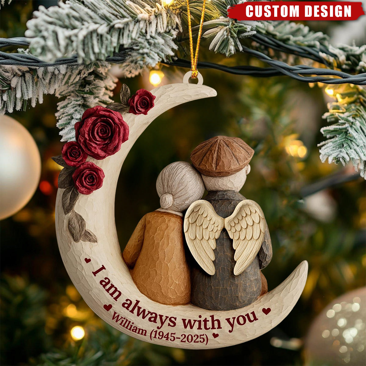 Personalized Memorial Moon Ornament – “I Am Always With You” Keepsake