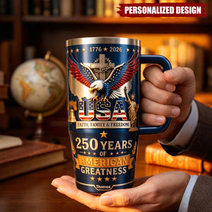 Personalized 250 Years Of American Eagle Cross 40oz Insulated Tumbler