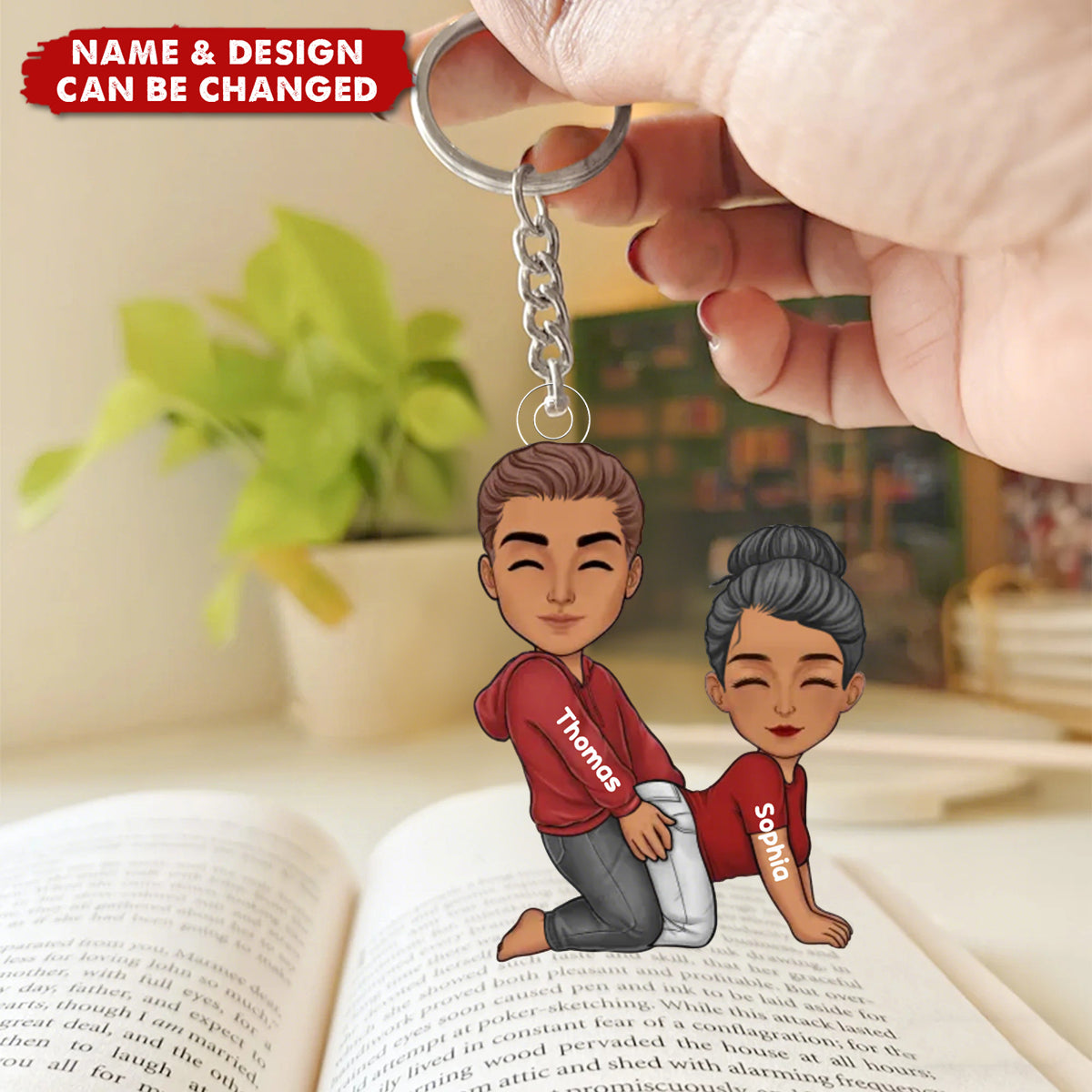 Naughty Personalized Cartoon Couple Keychain - Gifts For Couple