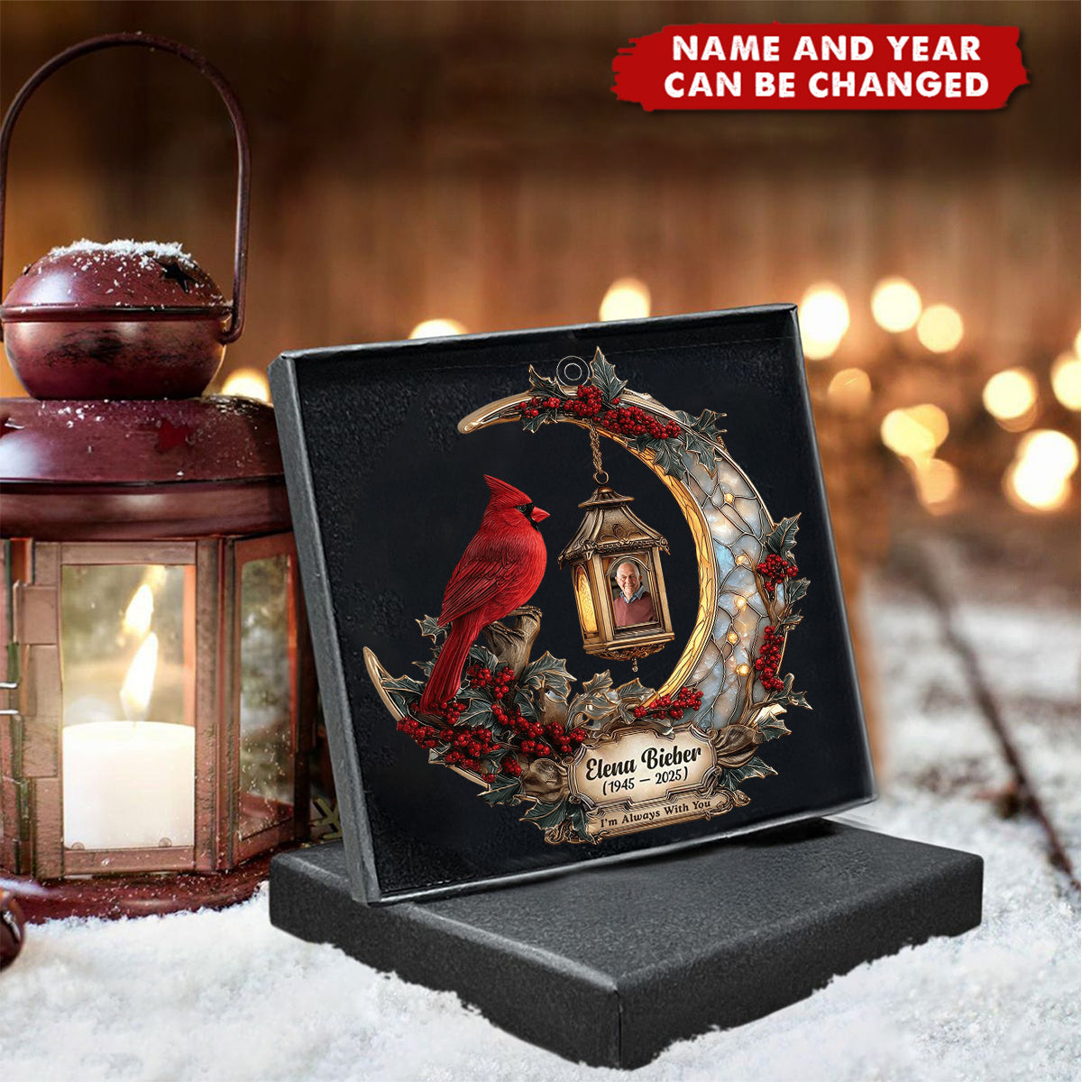 Custom Cardinal Memorial Ornament – Personalized Photo & Name Remembrance Gift