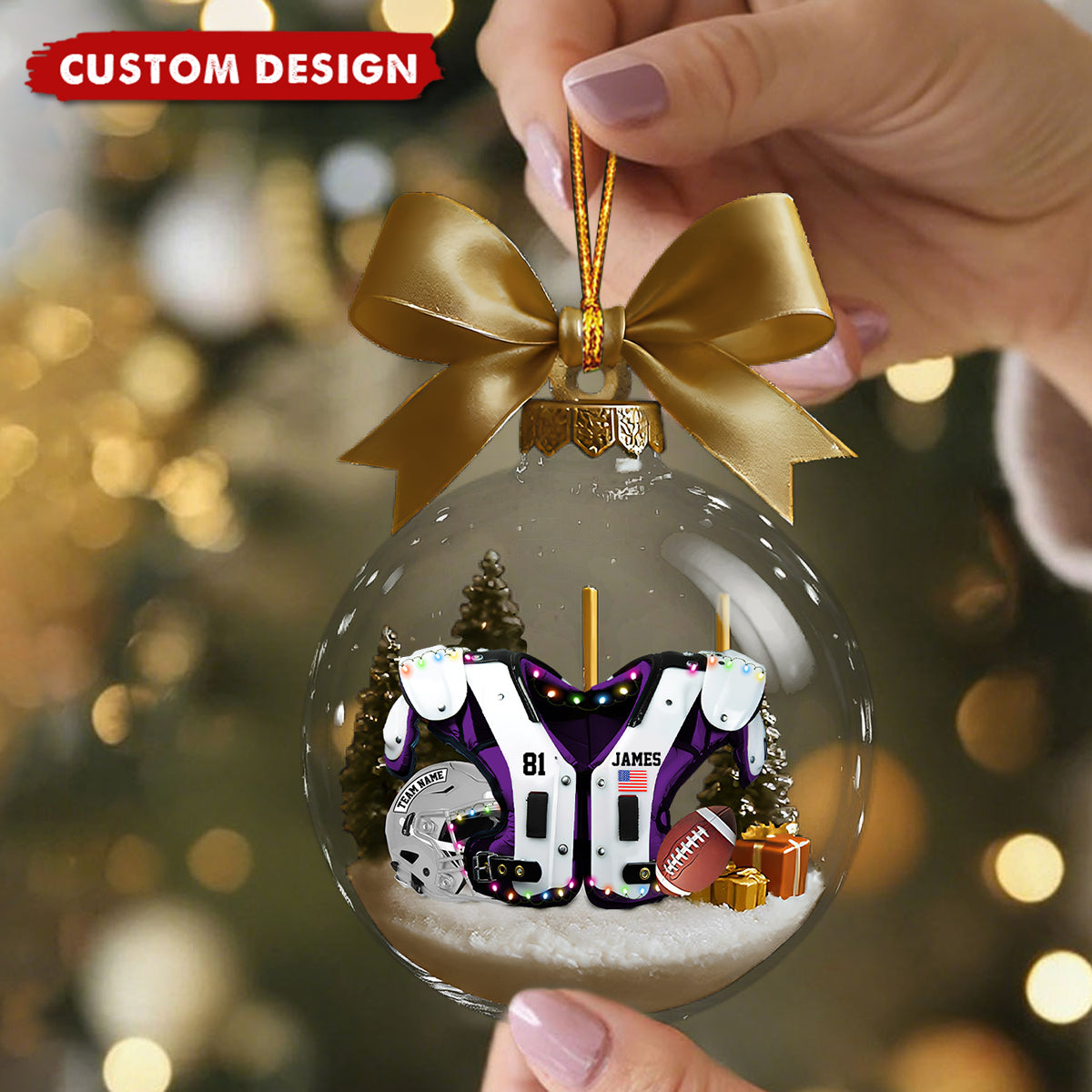 Custom Football Jersey Christmas Ornament – Personalized Name & Number