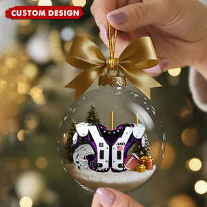 Custom Football Jersey Christmas Ornament – Personalized Name & Number