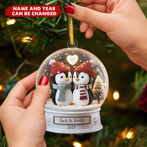 Personalized Penguin Couple Ornament – Custom Names & Year Gift