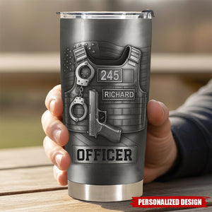 Personalized Police Officer Tumbler – Custom Name & Badge Number
