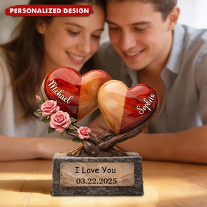Personalized Heart Couple Plaque – Custom Names & Date Anniversary Gift for Her/Him