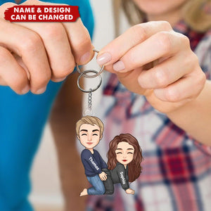 Naughty Personalized Cartoon Couple Keychain - Gifts For Couple