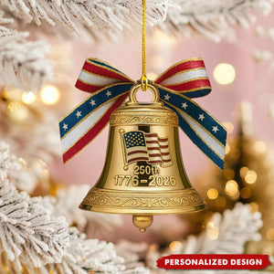 Personalized Name USA 250th Anniversary Liberty Bell Acrylic Christmas Ornament