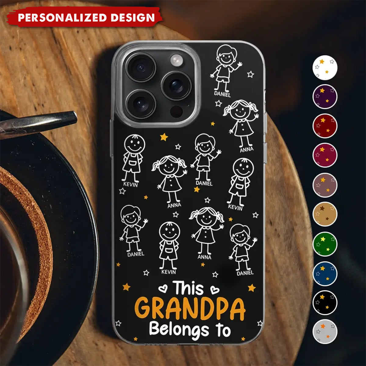 Personalized “Belongs To” Family Phone Case – Custom Kids Name Gift for Grandma & Grandpa