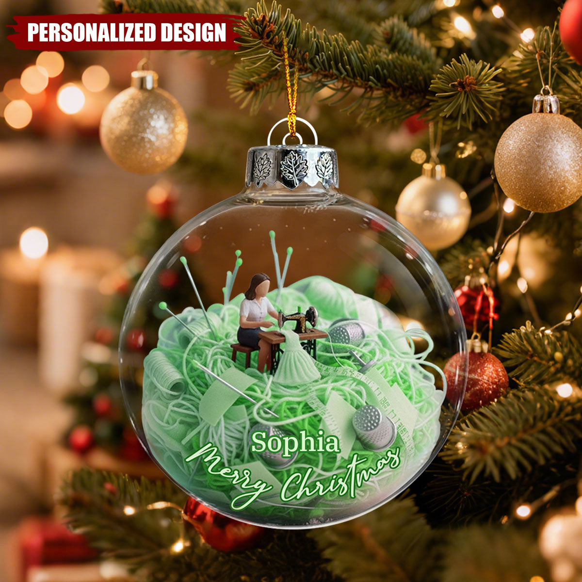Love Sewing - Personalized Seamstress Christmas Ornament