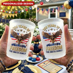 Personalized 250 Years of Freedom Cups - Custom Family Name 4th of July Gift