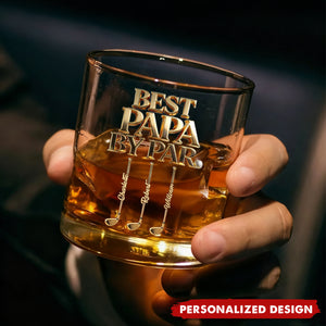 Personalized Best Dad By Par Golf Whiskey Glass - Father’s Day Golf Gift for Papa Grandpa