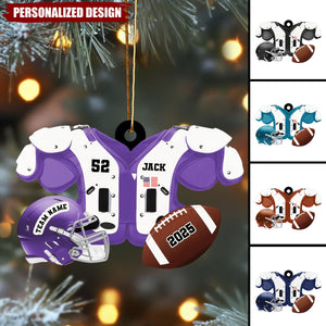 Football Christmas Ornament 2025 – Personalized Name, Team & Number