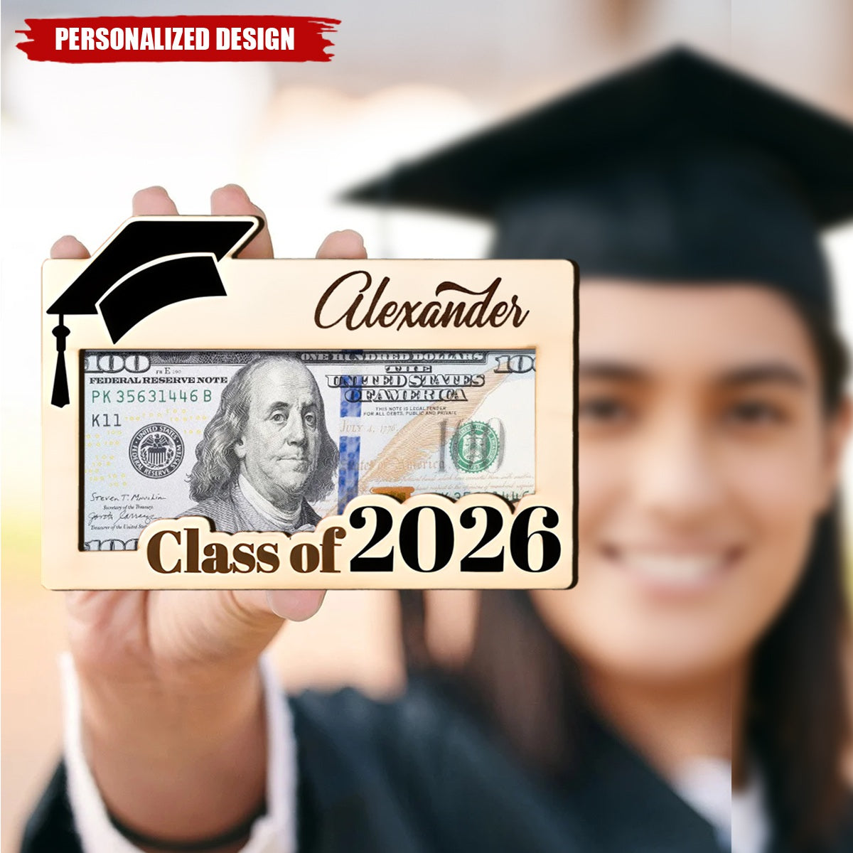 Personalized Graduation Money Holder -Custom Name Class of 2026 Grad Gift