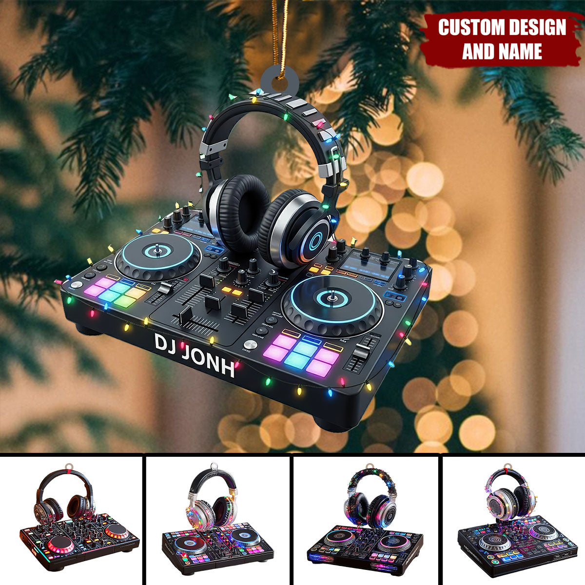 Personalized DJ Console Christmas Ornament – Custom Name Music Lover Gift for DJs & Party Fans