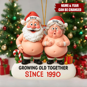 Personalized Santa & Mrs. Claus Couple Ornament – Custom Names & Year