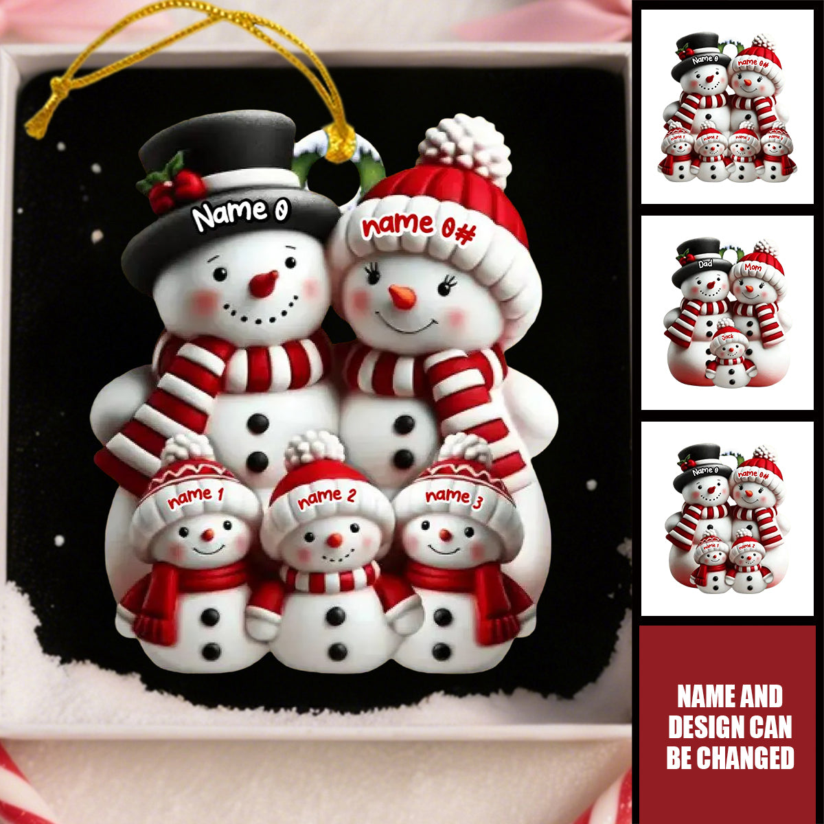 Personalized Snowman Family Acrylic Ornament – Custom Names & Family Design