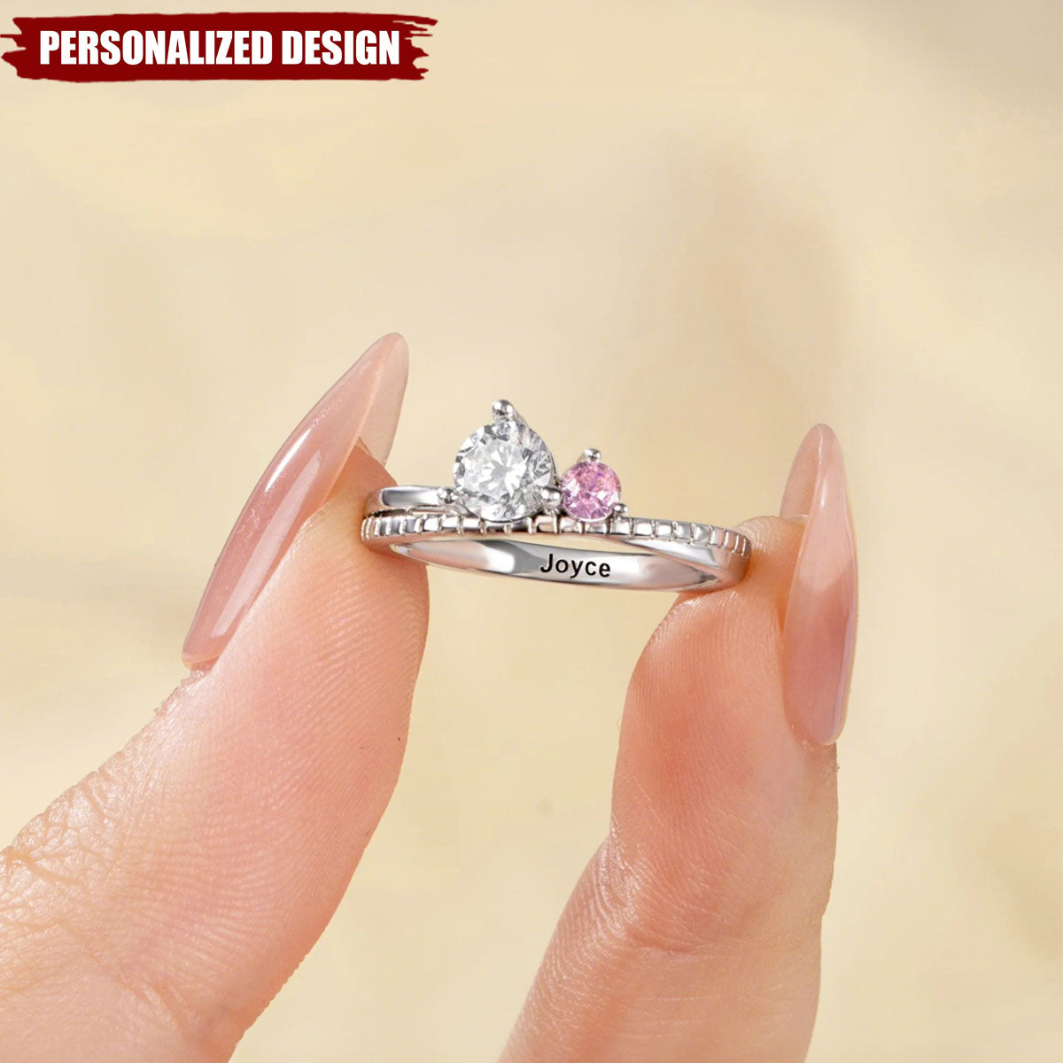 Personalized Birthstone & Name Ring — Perfect Anniversary or Valentine’s Gift