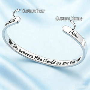 She Believed She Could So She Did -  Personalized Graduation Cuff Bracelet