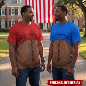 Personalized Optical Illusion Fake Lifted Shirt Dad Bod Belly T-Shirt