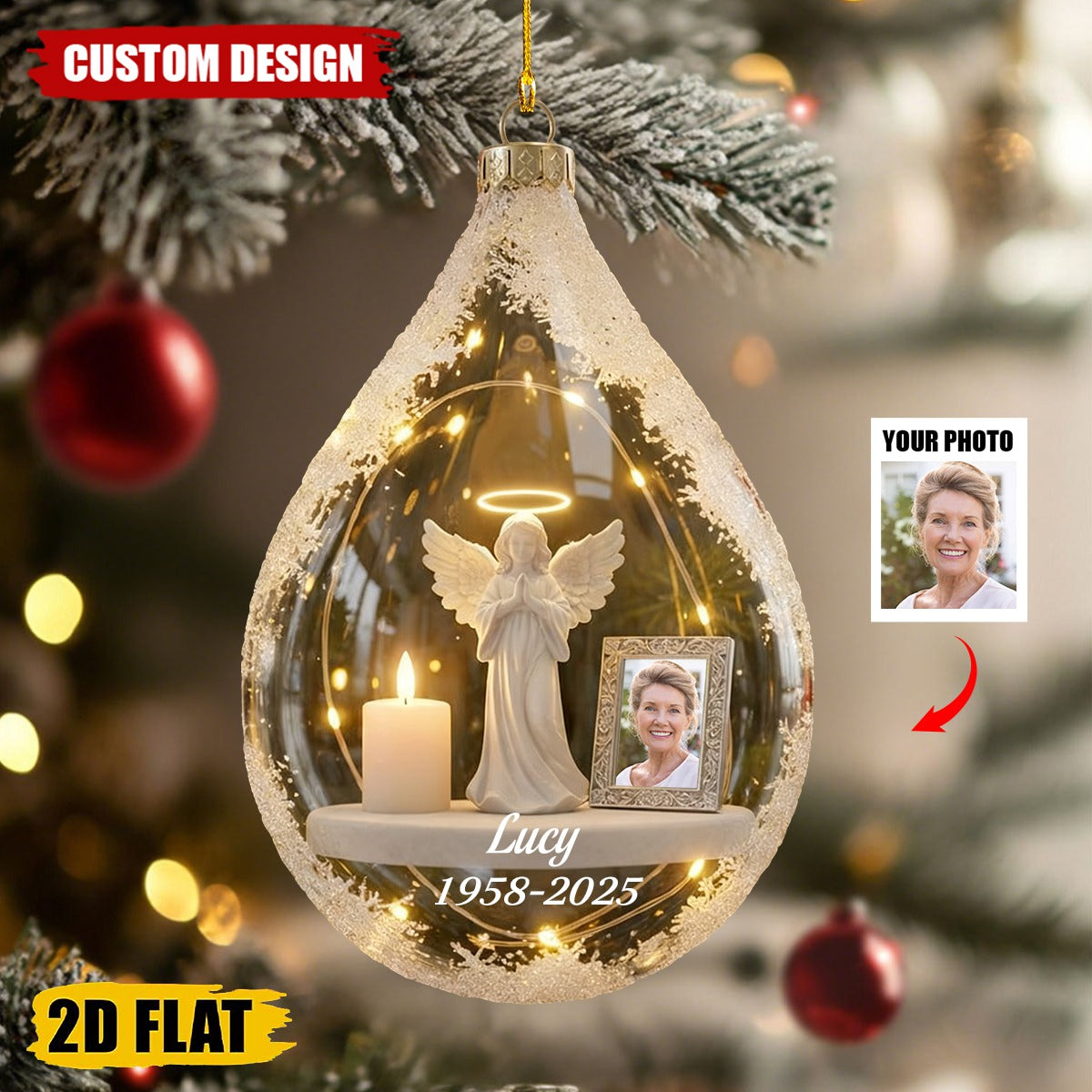 Personalized Memorial Christmas Ornament – Custom Photo & Name Angel Keepsake