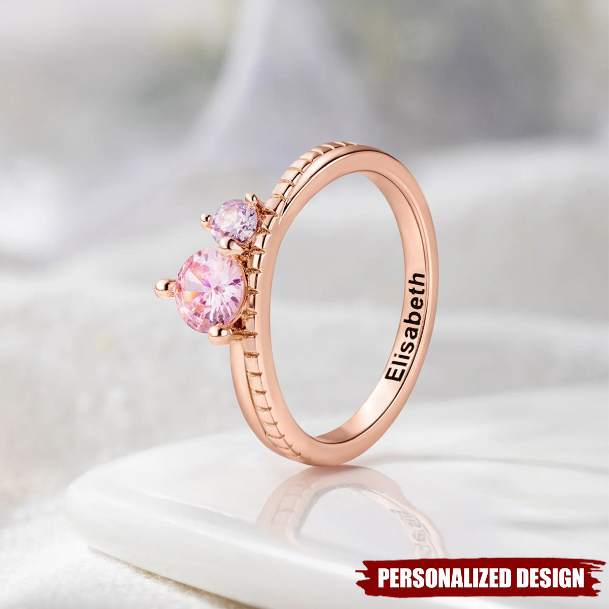 Personalized Birthstone & Name Ring — Perfect Anniversary or Valentine’s Gift