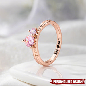 Personalized Birthstone & Name Ring — Perfect Anniversary or Valentine’s Gift