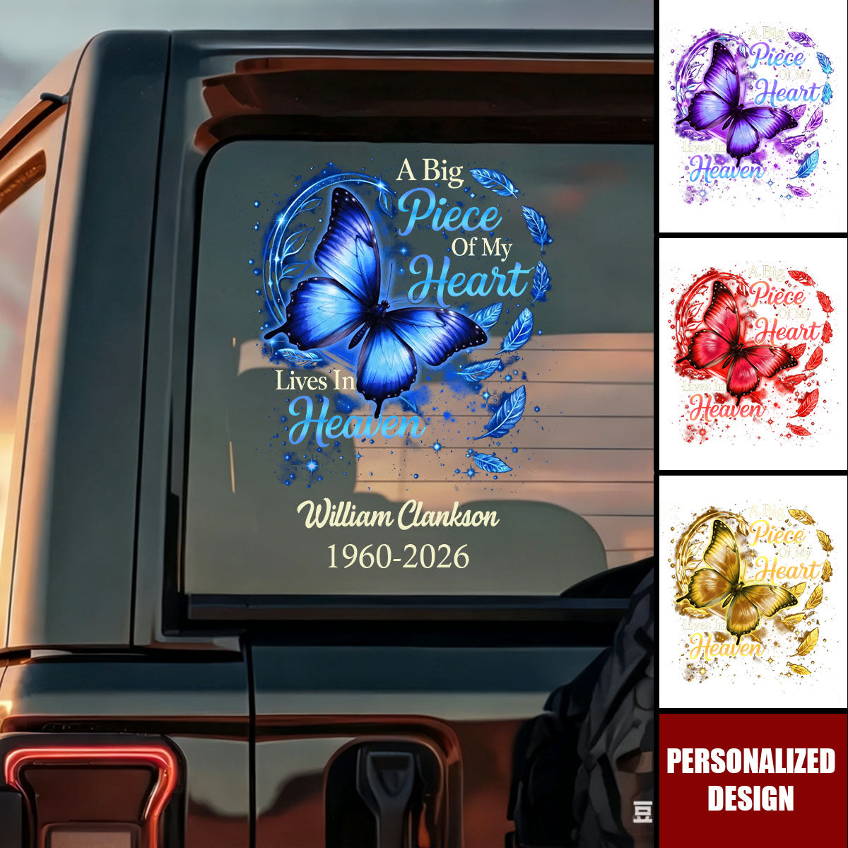 Carry Their Memory With You- Personalized Butterfly Memorial Decal