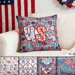 USA 250th Anniversary Floral American Flag Pillow - Perfect for Patriots