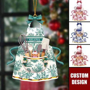 Custom Chef Apron Ornament – Personalized Baking Christmas Decoration