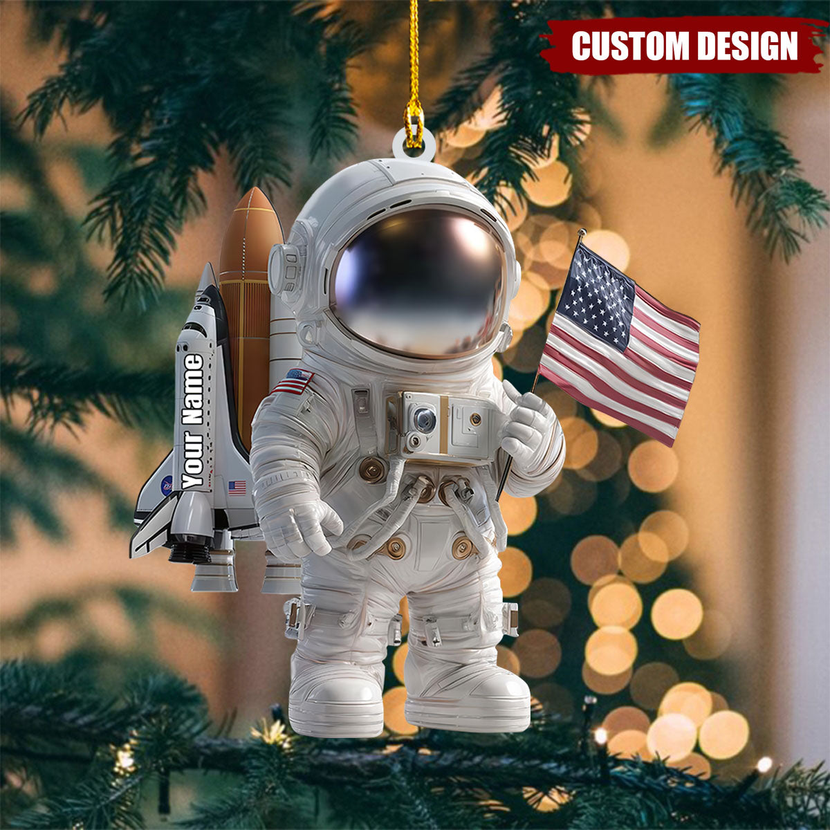 Personalized Astronaut Christmas Ornament – Custom Name Space Explorer Decoration