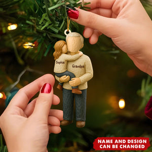 Personalized Grandpa & Child Hug Ornament – Custom Names & Figure Styles