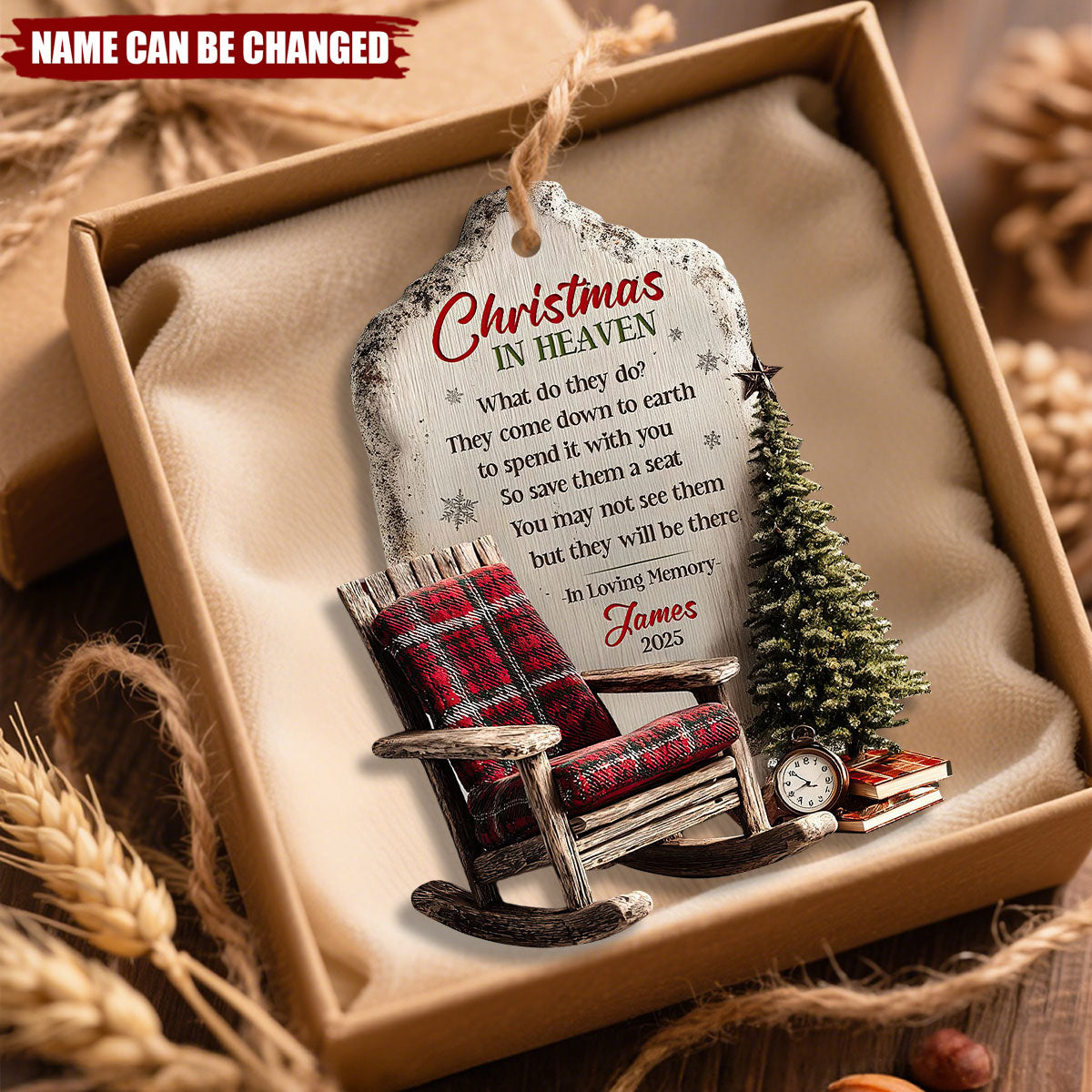 Christmas in Heaven Personalized Memorial Ornament – Custom Name & Year