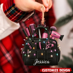 Personalized Hairstylist Tools Christmas Ornament – Custom Name Gift for Hairdressers & Stylists